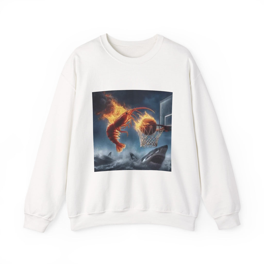 Flaming Shrimp Dunks On Shark Sweatshirt