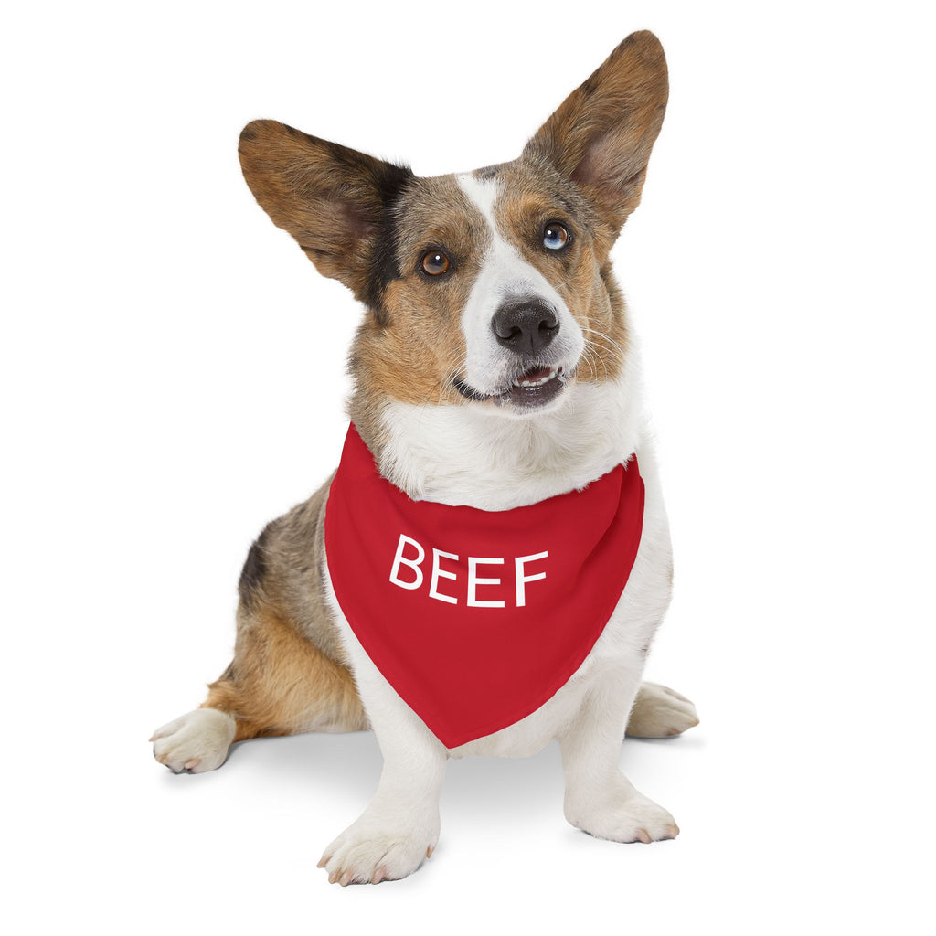 BEEF Bandana Dog Collar – Red Beef-Themed Adjustable Pet Accessory