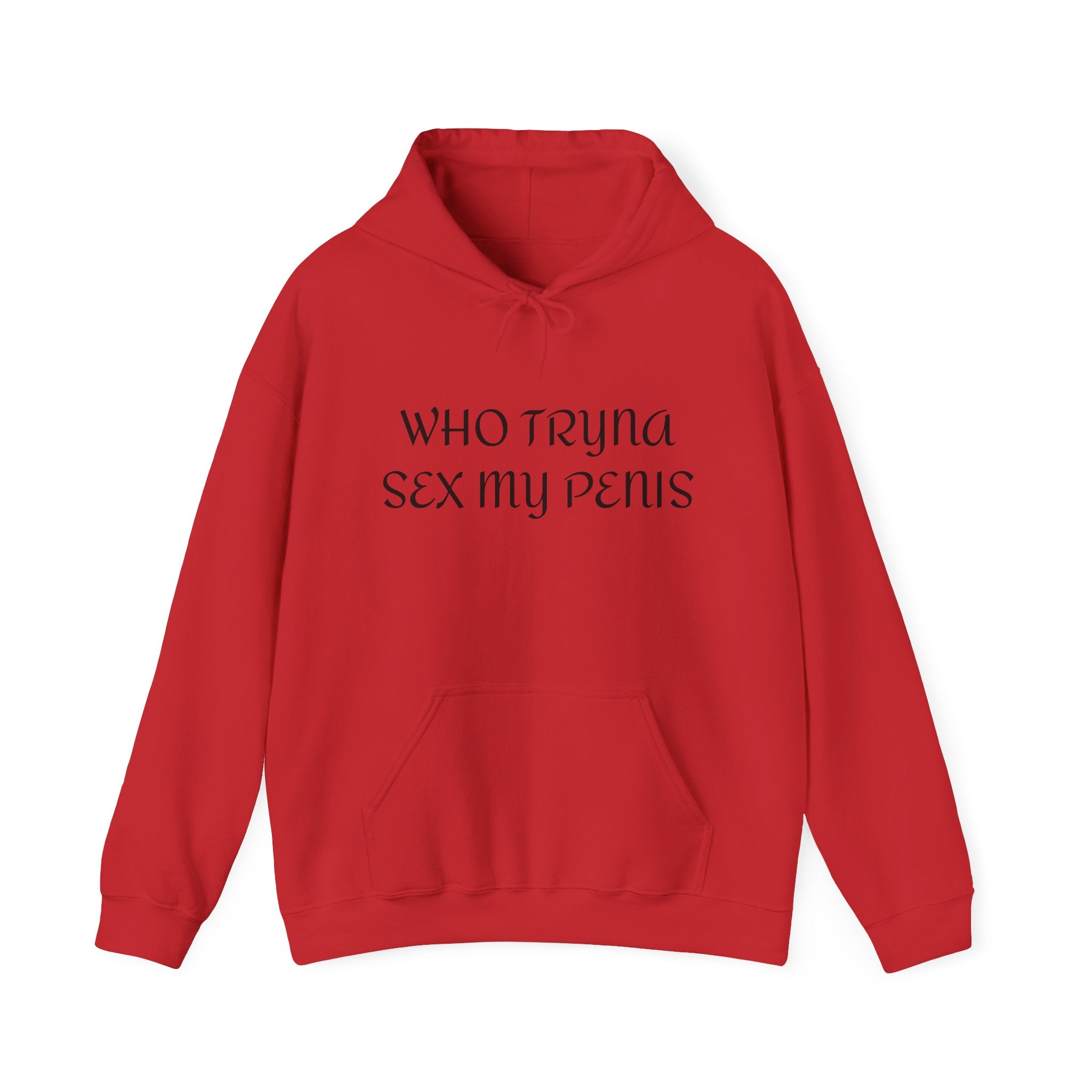 WHO TRYNA SEX MY PENIS Hoodie – White Funny Meme Statement Hoodie