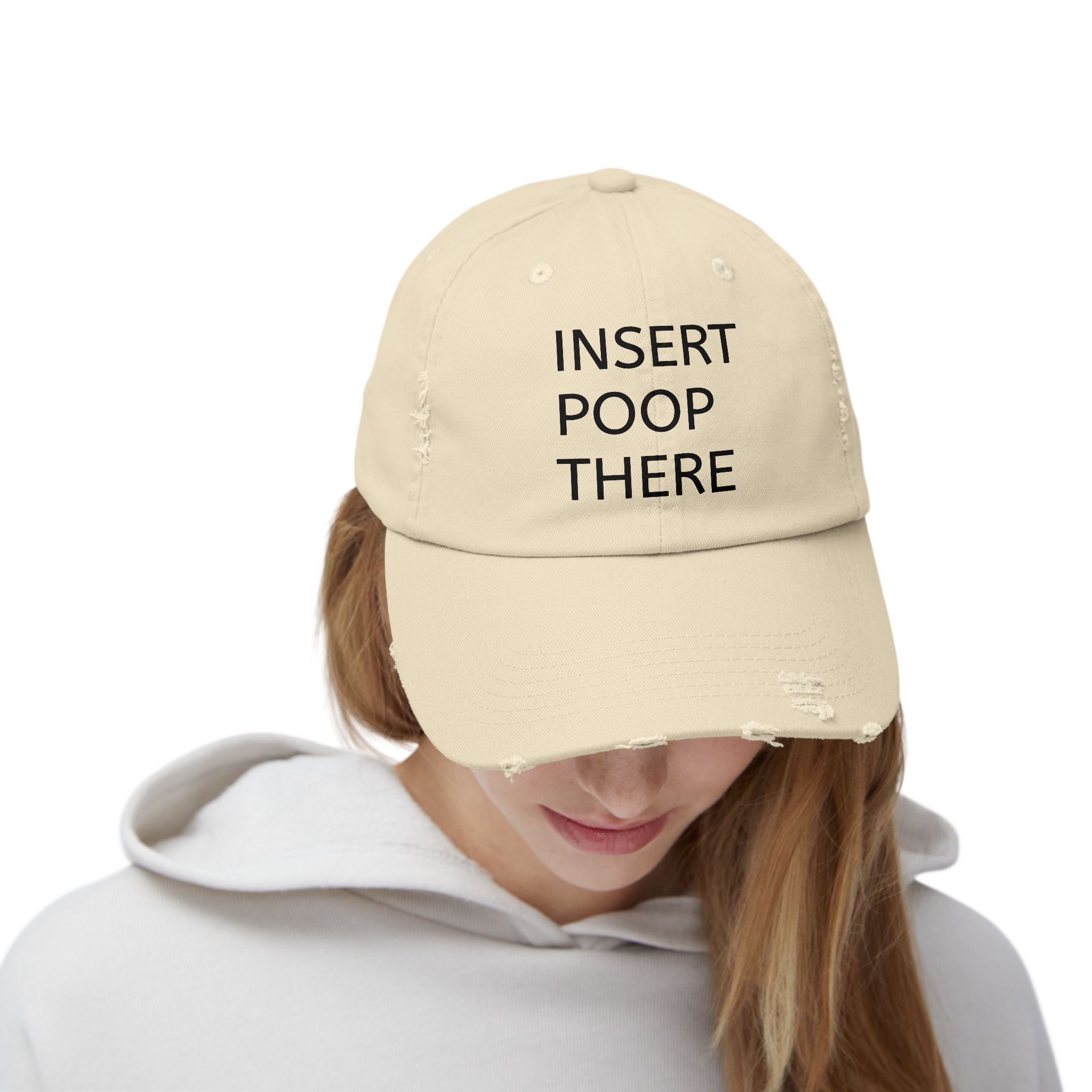 Insert Poop There Distressed Dad Hat - Funny Embroidered Gag Gift for Adults
