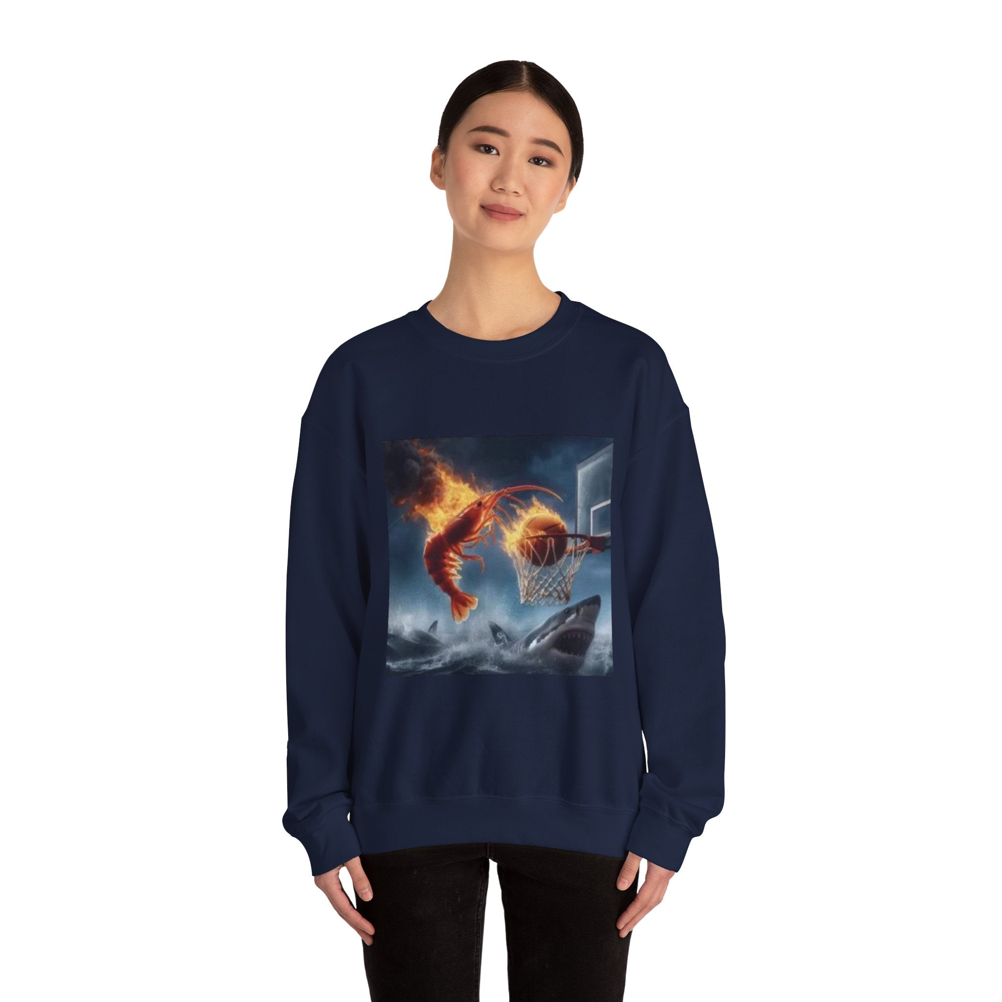Shrimp Dunking On Shark Sweatshirt– Funny Meme Sweatshirt