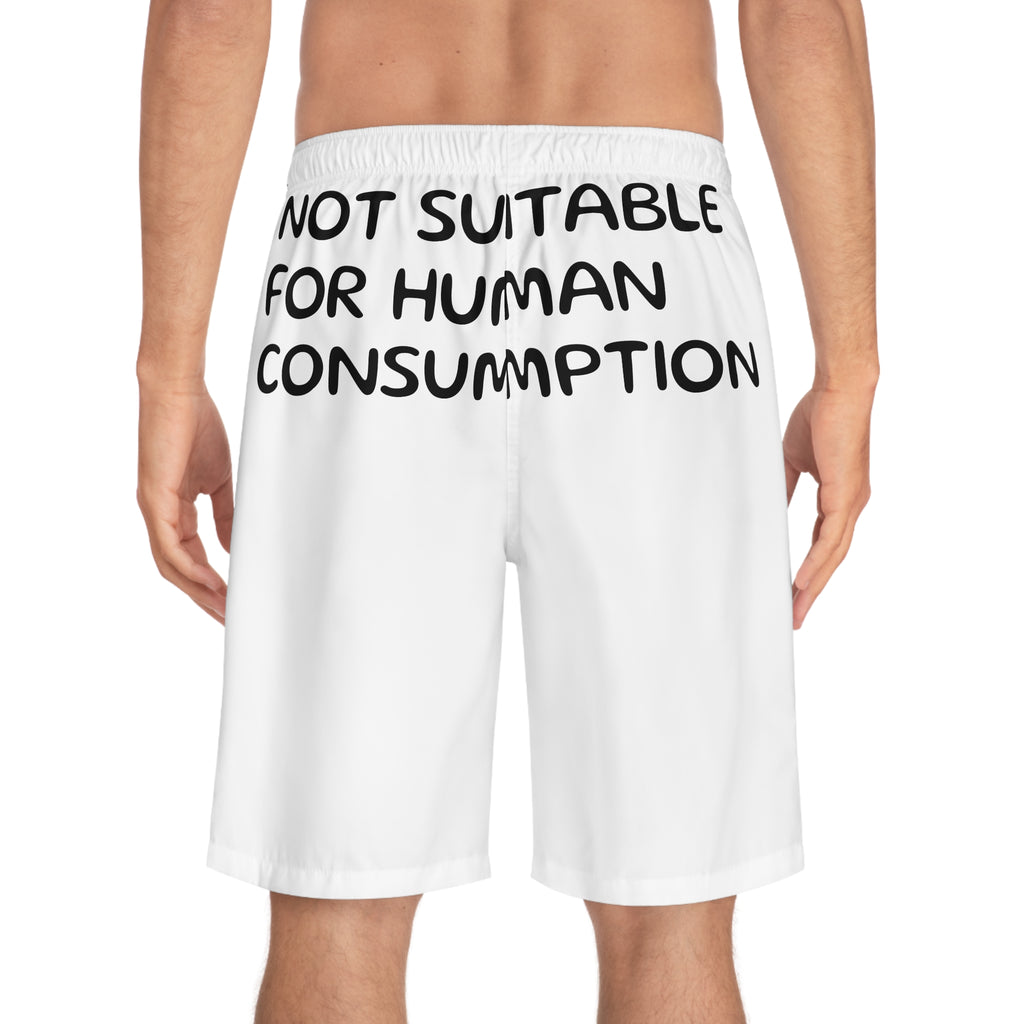 Men's Funny "Don't Eat These Swim Pants" Board Shorts - Dissolves in Water Humor Swim Trunks