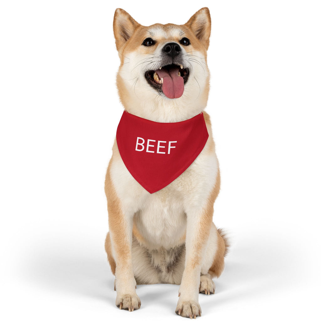 BEEF Bandana Dog Collar – Red Beef-Themed Adjustable Pet Accessory