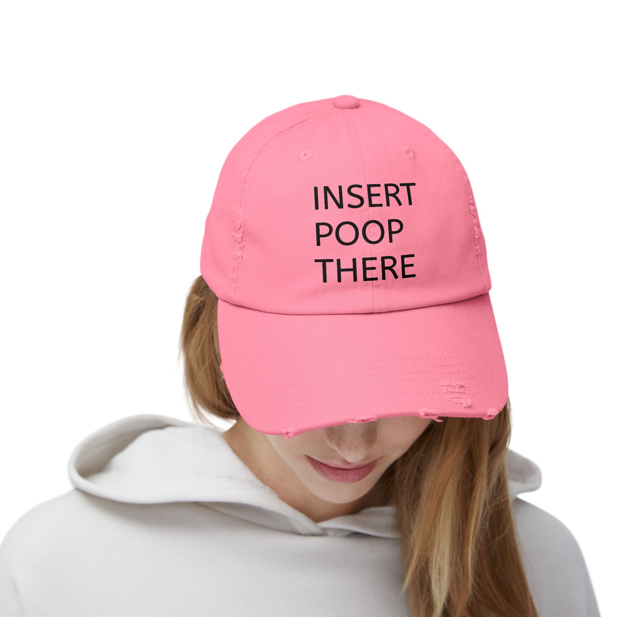 Insert Poop There Distressed Dad Hat - Funny Embroidered Gag Gift for Adults