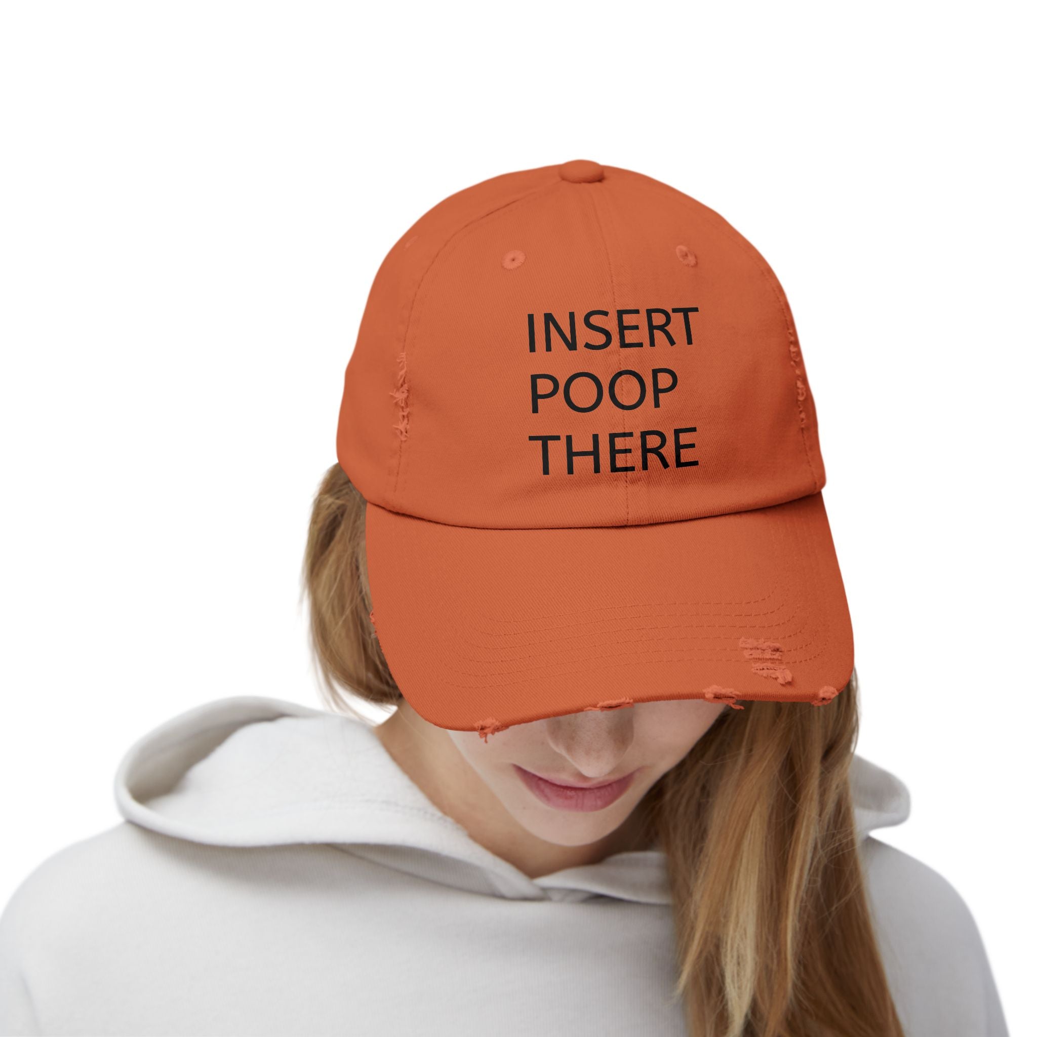 Insert Poop There Distressed Dad Hat - Funny Embroidered Gag Gift for Adults