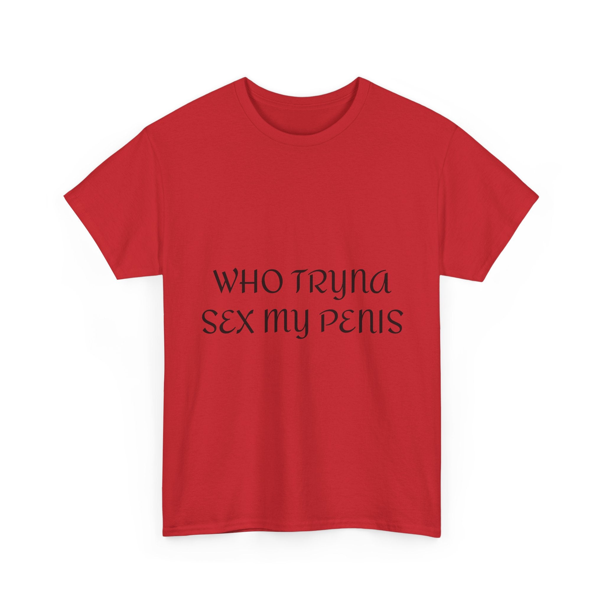 WHO TRYNA SEX MY PENIS Shirt – White Funny Meme Statement T-Shirt