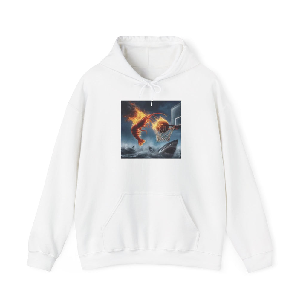 Flaming Shrimp Dunks On Shark Hoodie