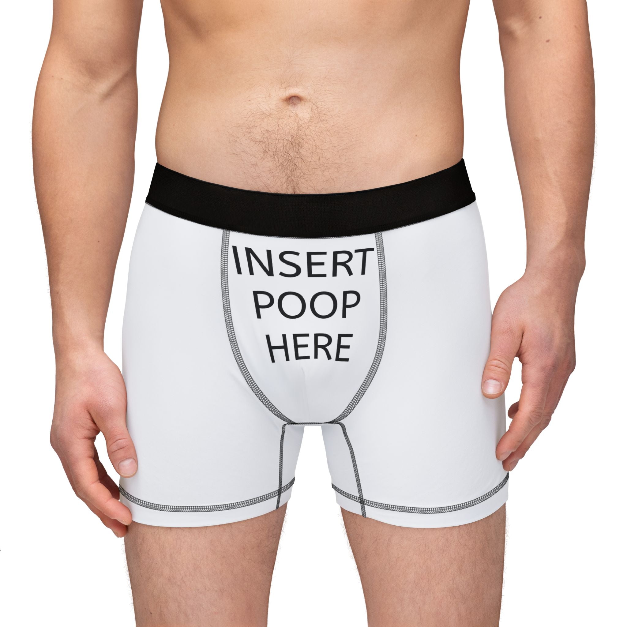 Insert Poop Here Funny Novelty Boxers - Comfortable Antimicrobial Underwear for Men