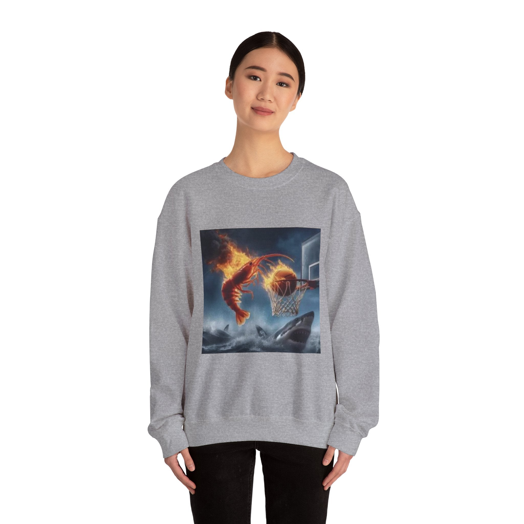 Shrimp Dunking On Shark Sweatshirt– Funny Meme Sweatshirt