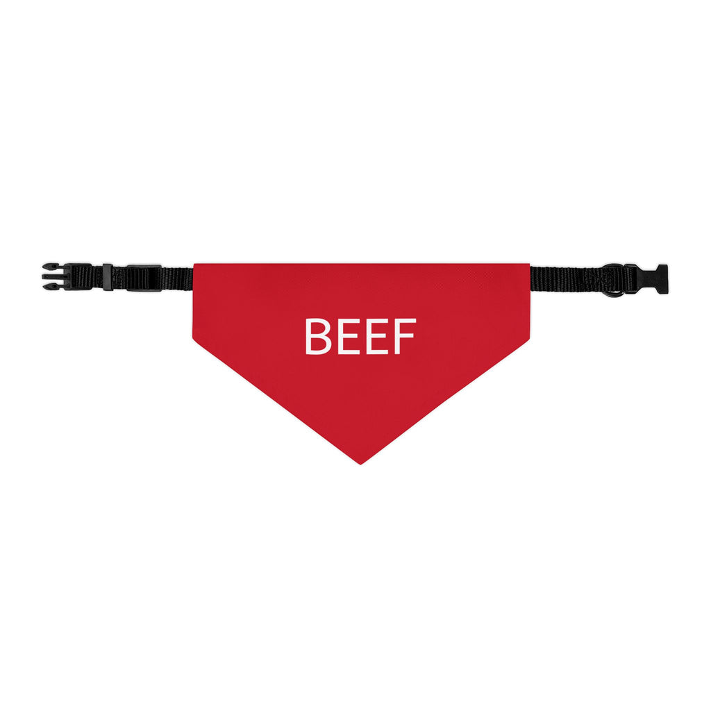 BEEF Bandana Dog Collar – Red Beef-Themed Adjustable Pet Accessory