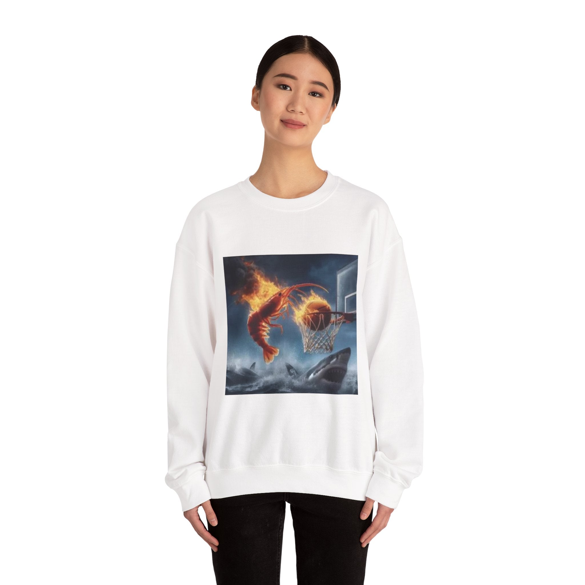 Shrimp Dunking On Shark Sweatshirt– Funny Meme Sweatshirt