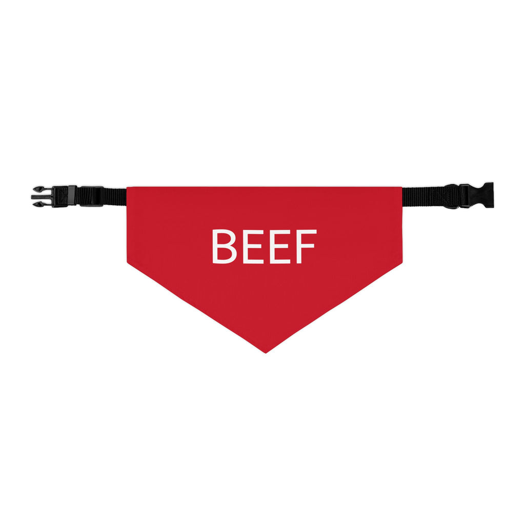 BEEF Bandana Dog Collar – Red Beef-Themed Adjustable Pet Accessory