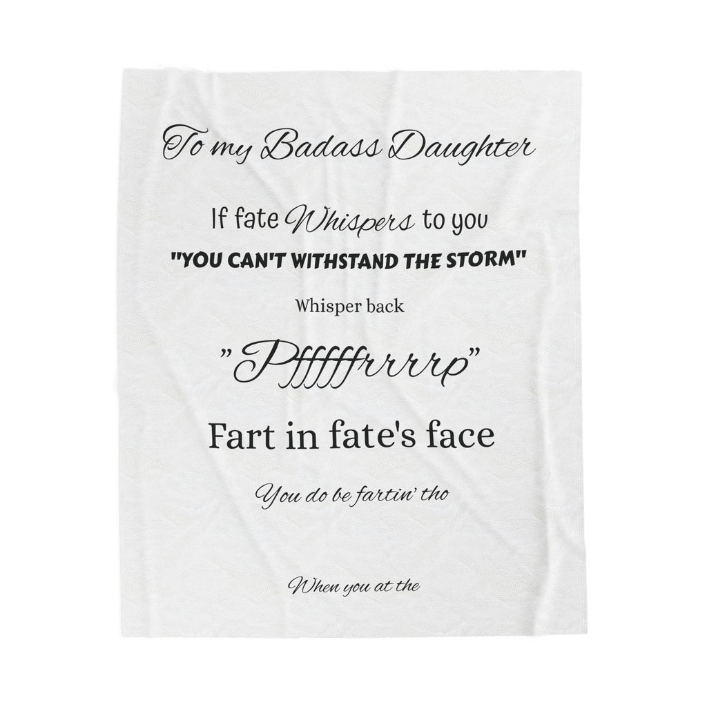 To My Badass Daughter Velveteen Plush Blanket - Inspirational Gift for Strong Daughters