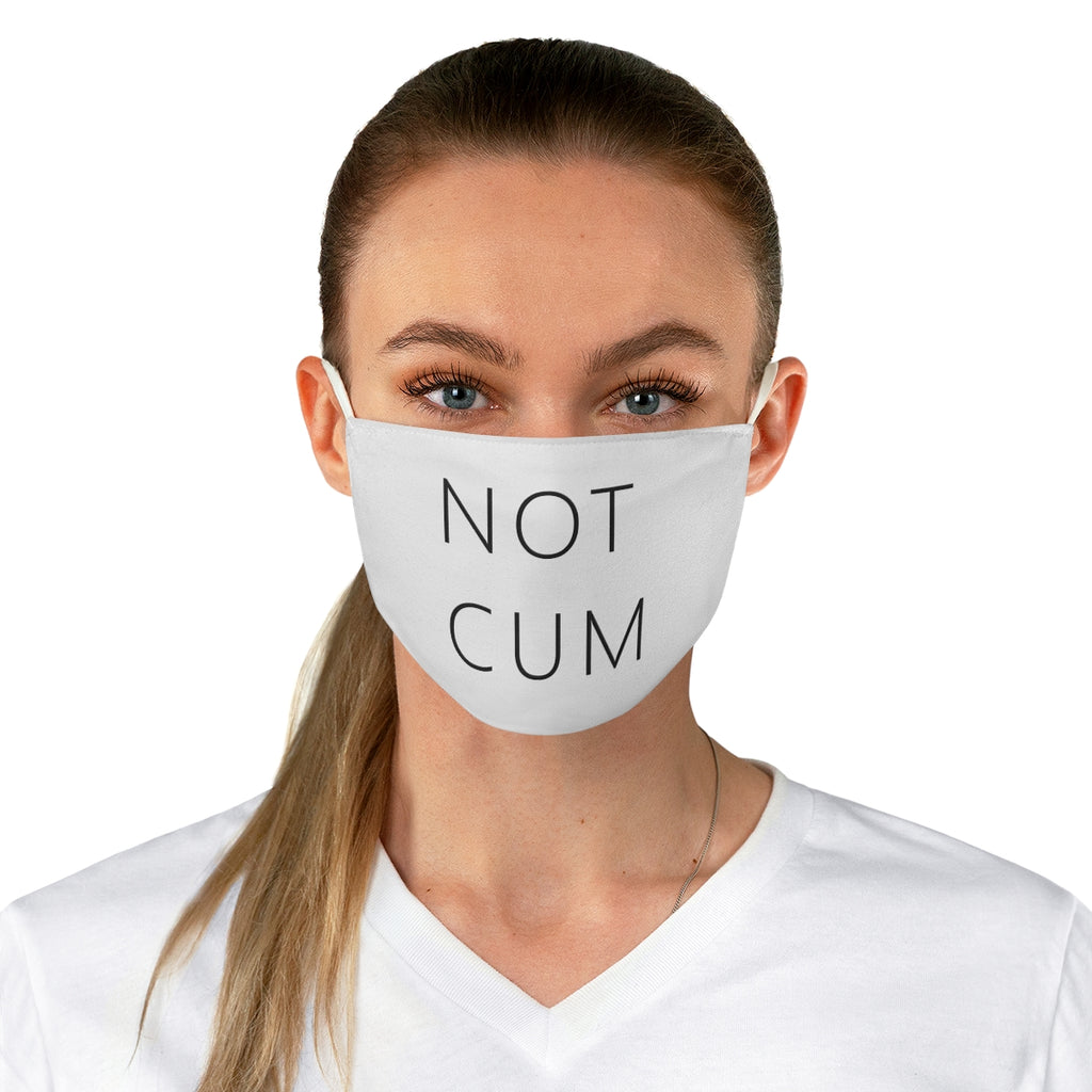 NOT CUM face mask worn, front